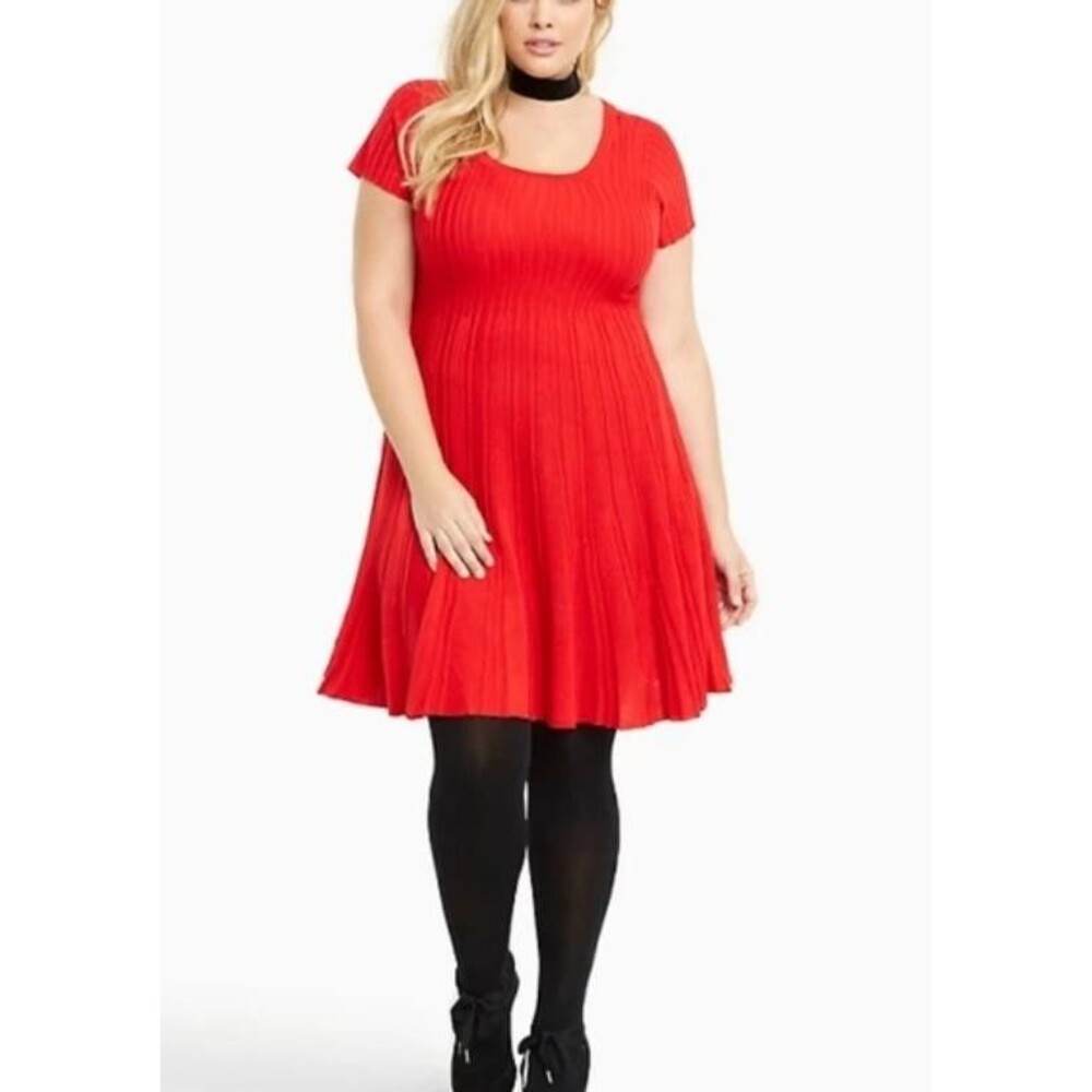 TORRID Red Plus Sz 4X (26) Business Casual Stretchy Lightweight Sweater Dress